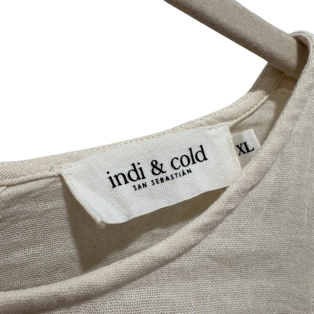 Indi & Cold Cotton Gauze Long Sleeve Top Boho Cottage Prairie Peasant Cream XL